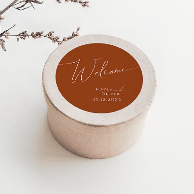 Whimsical Desert | Terracotta Wedding Welcome Classic Round Sticker (Creator Uploaded)