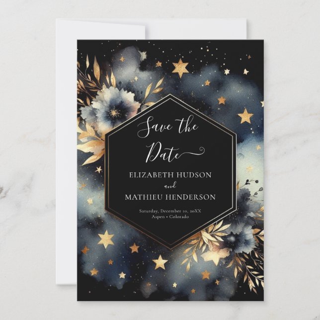 Whimsical Digital Celestial Wedding Save The Date (Front)
