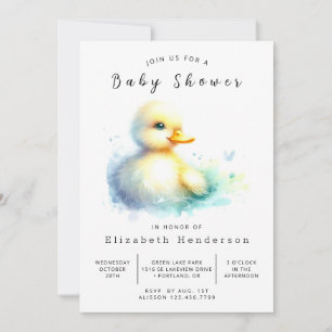 Whimsical Digital Duck Baby Shower Invitation