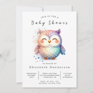 Whimsical Digital Owl Baby Shower Invitation
