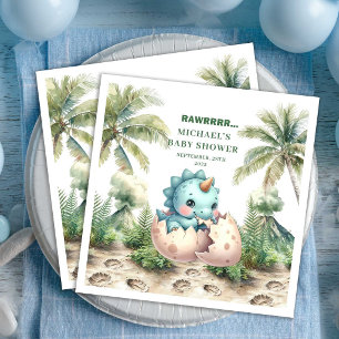 Whimsical Dino Baby Shower Hatching Soon Napkins