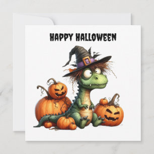 Whimsical Dinosaur Halloween Card