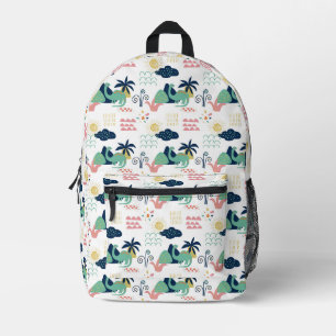 Whimsical Dinosaur Landscape Pattern Printed Backpack