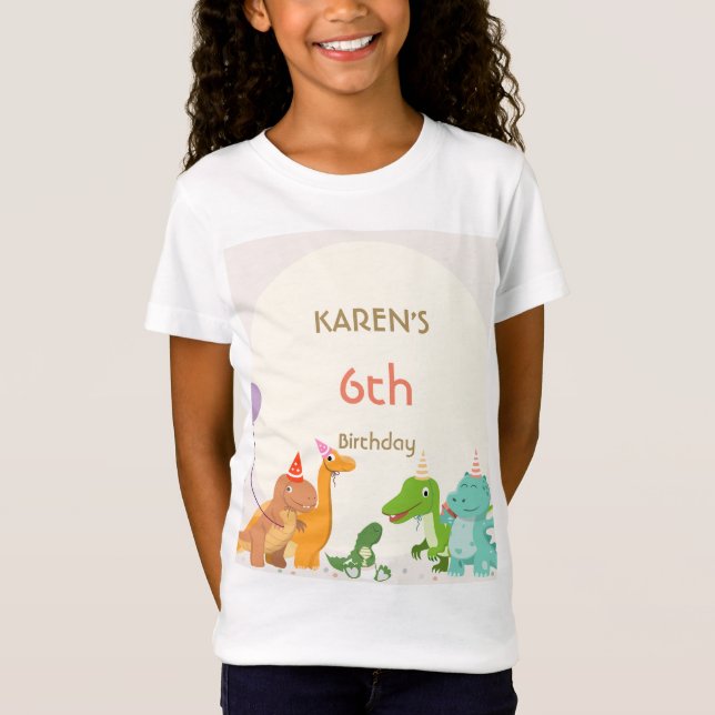 Whimsical Dinosaur Princess Birthday T-Shirt (Front)