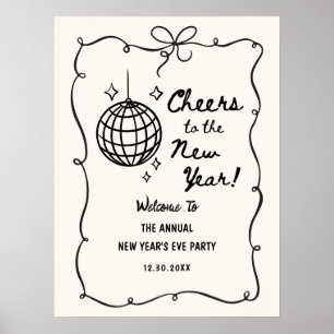 Whimsical Disco Ball New Year's Eve Party Poster