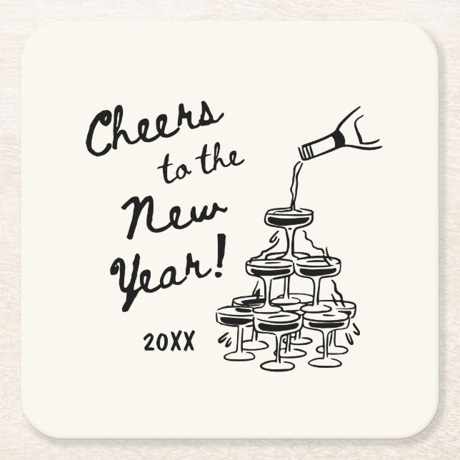 Whimsical Disco Ball New Year's Eve Party Square Paper Coaster (Front)