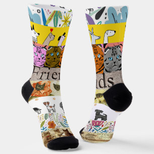 Whimsical Dog and Cat Pattern Socks