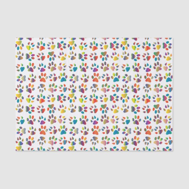 Whimsical Dog and Cat Paws Tissue Paper (Front)