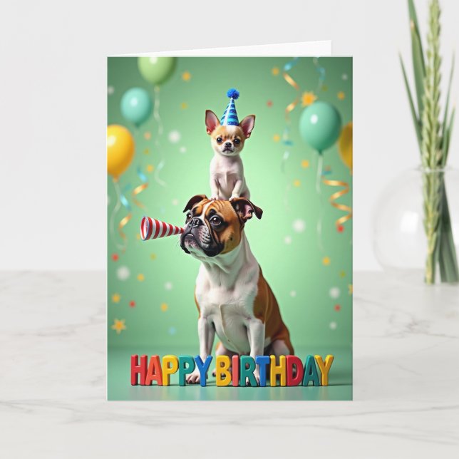 Whimsical Dog Birthday Card (Front)