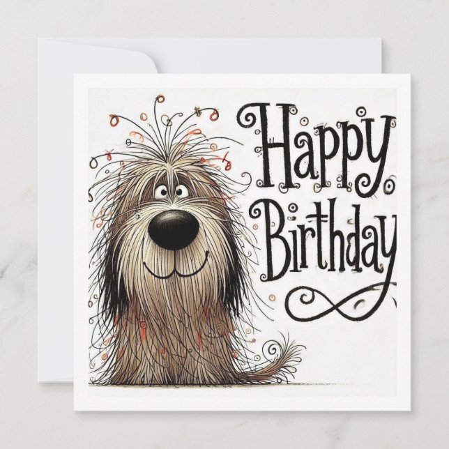 Whimsical dog birthday card (Front)