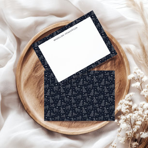 Whimsical Dog Constellations Black Monogram Card