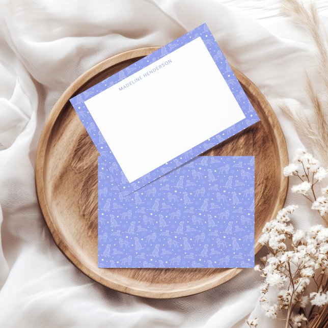 Whimsical Dog Constellations Light Blue Monogram Card (Creator Uploaded)