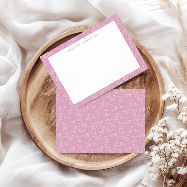 Whimsical Dog Constellations Light Pink Monogram Card (Creator Uploaded)