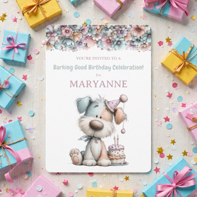 Whimsical Dog Watercolor Birthday Invitation (Creator Uploaded)