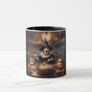 Whimsical Dog Witch brews up a Halloween Stew Mug