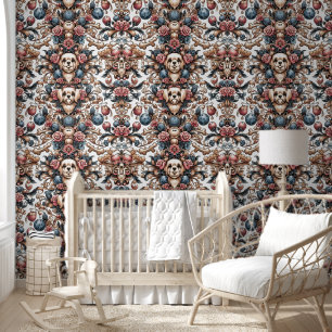 Whimsical Dogs & Floral Delight Wallpaper