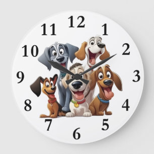 Whimsical dogs large clock