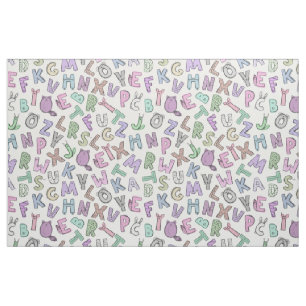 Whimsical doodle alphabet letters fabric