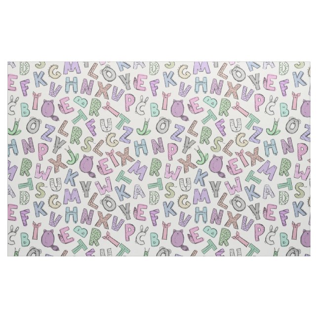 Whimsical doodle alphabet letters fabric (Fat Quarter)