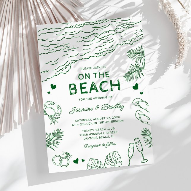 Whimsical Doodle Beach Wedding Invitation (Creator Uploaded)