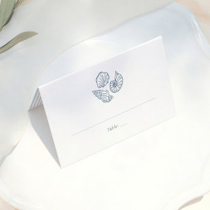 Whimsical Doodle Blue Wedding Guest Table Number Place Card