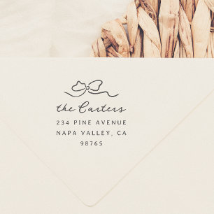 Whimsical Doodle Bow Family Name Return Address Self-inking Stamp