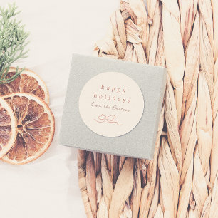 Whimsical Doodle Christmas Bow Classic Round Sticker