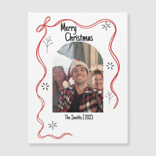 Whimsical Doodle Christmas Card with Photo