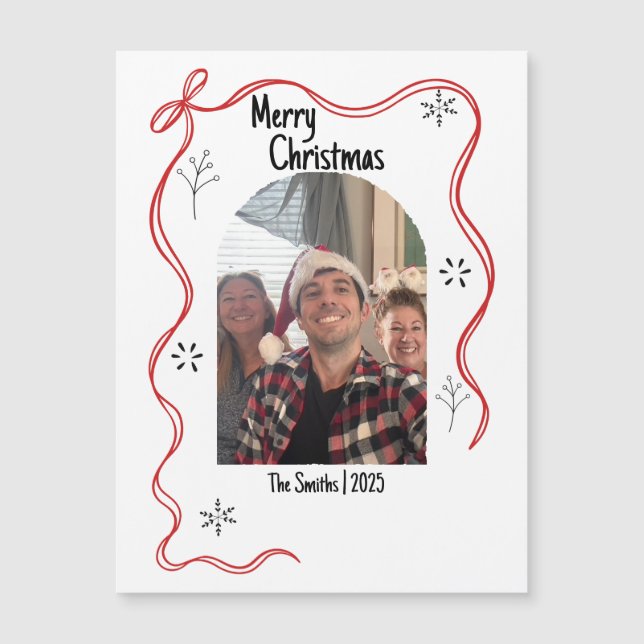 Whimsical Doodle Christmas Card with Photo (Front)