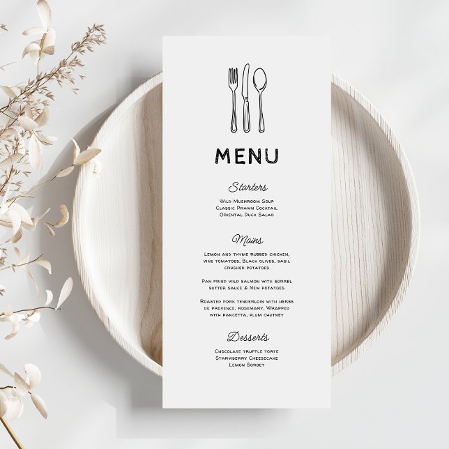 Whimsical Doodle Cutlery Wedding Menu (Creator Uploaded)