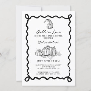 Whimsical Doodle   Fall in Love Bridal Shower Invitation