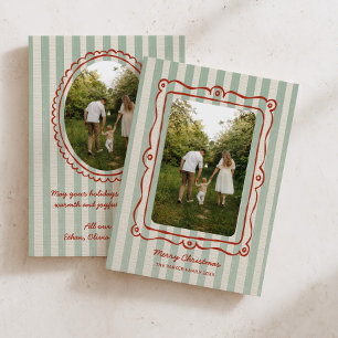 Whimsical Doodle Frames Christmas Photo Holiday Card