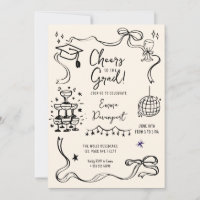 Whimsical doodle Graduation Party