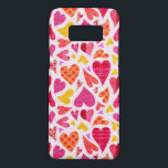 Whimsical Doodle Hearts with Patterns and Texture Case-Mate Samsung Galaxy S8 Case<br><div class="desc">This pretty, whimsical pattern has interlocking hearts done in a doodle style. They're made in shades of purple, pink, orange and yellow on an off-white background with a slight crumpled paper look. Some hearts have polka dots, others plaid or stripes. They all float around each other and interlock on this...</div>