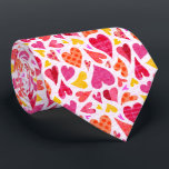 Whimsical Doodle Hearts with Patterns and Texture Tie<br><div class="desc">This pretty, whimsical pattern has interlocking hearts done in a doodle style. They're made in shades of purple, pink, orange and yellow on an off-white background. Some hearts have polka dots, others plaid or stripes. They all seem to float around each other and interlock on this sweet, fun design that...</div>