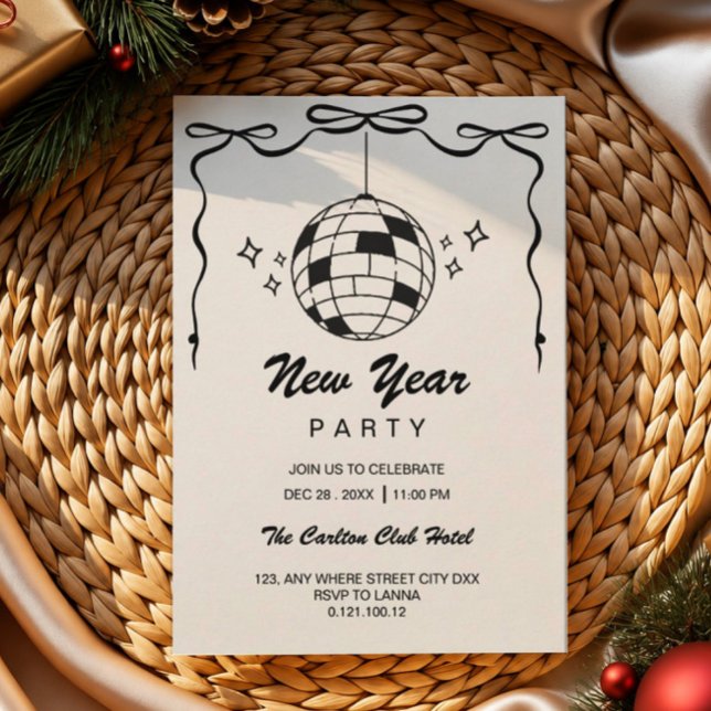 Whimsical doodle New year's party invitation (Creator Uploaded)