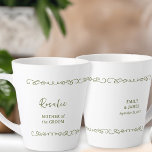 Whimsical Doodle Olive Green Wedding Party Latte Mug<br><div class="desc">Wedding party gift to personalise for the mother of the bride or groom, your groomsmen or anyone in your bridal party. You can also add the name of the bride and groom and their wedding date. Simple modern whimsical doodle design with love hearts. You are also welcome to edit the...</div>