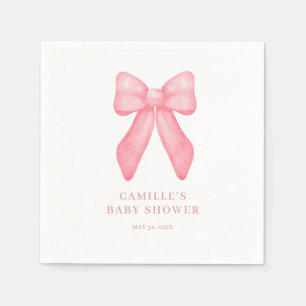 Whimsical Doodle Pink Bow Baby Shower Napkin