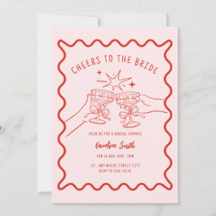 Whimsical doodle pink bridal shower invitation