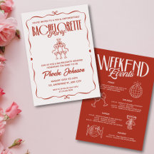 Whimsical Doodle Pink Red Bachelorette Itinerary