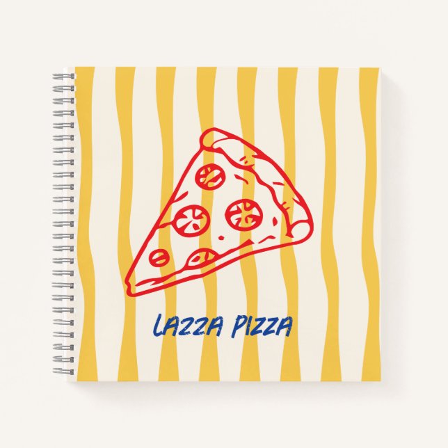 Whimsical doodle pizza business card notebook (Front)