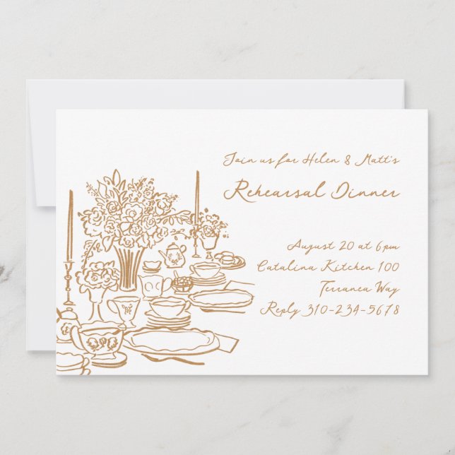 Whimsical Doodle Rehearsal Dinner Invitation (Front)