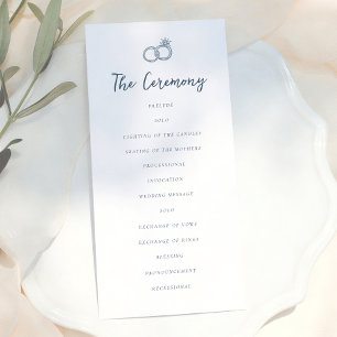 Whimsical Doodle Retro Light Blue Wedding Programme
