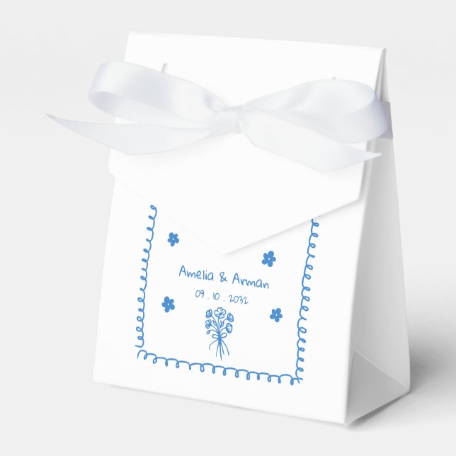 Whimsical Doodle Scribble save the date Favour Box (Front Side)