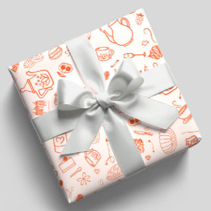 Whimsical Doodle Style Tea Party Wrapping Paper