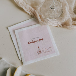 Whimsical Doodle Thanksgiving Dinner Party Napkin