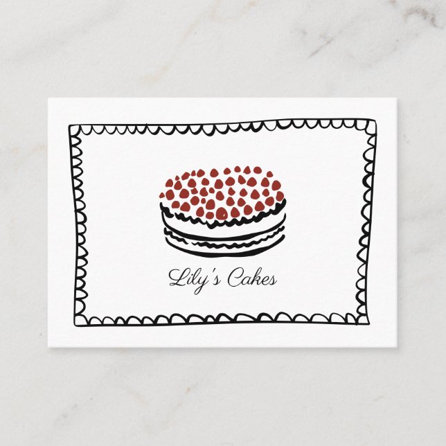 Whimsical Doodles Cake Baker Caterer Business Card (Front)