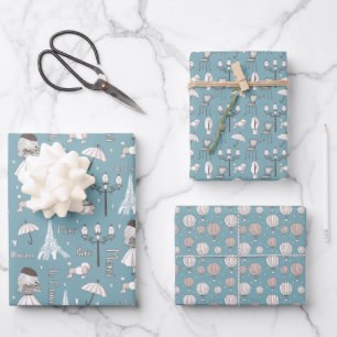 Whimsical Doodles French  Wrapping Paper Sheet