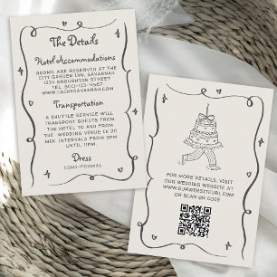 Whimsical Doodles Hand Drawn Wavy Frame Wedding Napkin