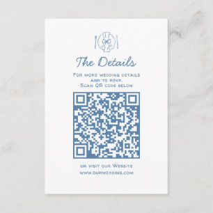 Whimsical Doodles Wedding Details RSVP QR Code Enclosure Card